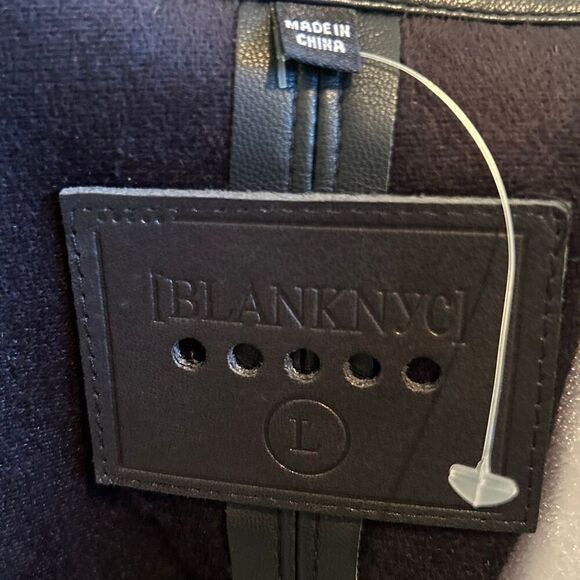 BlankNYC Size L Belted Dressy Trench Coat Black Faux Leather Classic Evening NWT - Picture 8 of 11